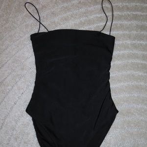 Black strappy bodysuit